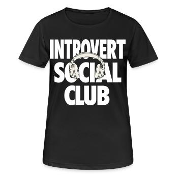 Introvert Social Club mit Kopfhörern - Frauen T-Shirt atmungsaktiv - Schwarz - Vorne - AI Model Female 172 light (172cm)