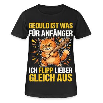 Böse Katze: Geduld ist was für Anfänger - Frauen T-Shirt atmungsaktiv - Schwarz - Vorne - AI Model Female 172 light (172cm)