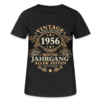 Vintage 1956 Jahrgang Mann 70. Geburtstag - Frauen T-Shirt atmungsaktiv - Schwarz - Vorne - AI Model Female 172 light (172cm)