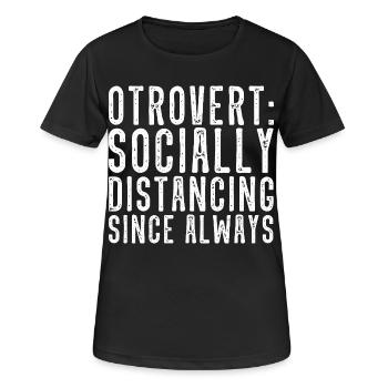 Distanciation sociale des otroverts - T-shirt respirant Femme - noir - Devant - AI Model Female 172 light (172cm)