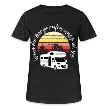 Wenn die Berge rufen, Camping Wohnmobil - Frauen T-Shirt atmungsaktiv - Schwarz - Vorne - AI Model Female 172 light (172cm)