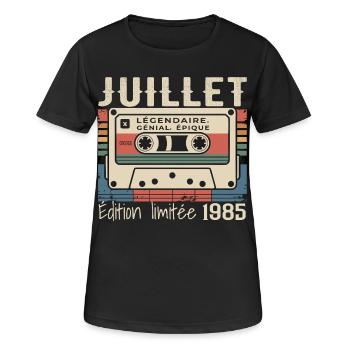 Juillet 1985 Cadeau Anniversaire Juillet 1985  - T-shirt respirant Femme - noir - Devant - AI Model Female 172 light (172cm)