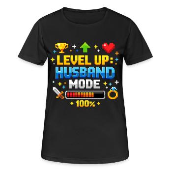 Level Up Husband Mode Gamer Ehemann Retro JGA - Frauen T-Shirt atmungsaktiv - Schwarz - Vorne - AI Model Female 172 light (172cm)