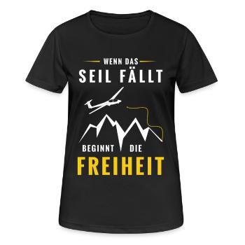 Wenn das Seil fällt beginnt Freiheit - Frauen T-Shirt atmungsaktiv - Schwarz - Vorne - AI Model Female 172 light (172cm)