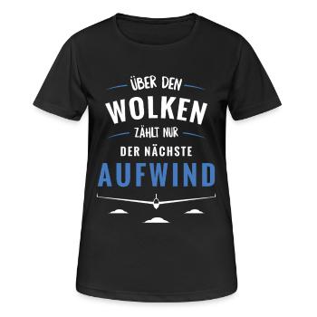Über den Wolken zählt Aufwind - Frauen T-Shirt atmungsaktiv - Schwarz - Vorne - AI Model Female 172 light (172cm)