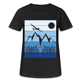 Segelflug Landschaft Design - Frauen T-Shirt atmungsaktiv - Schwarz - Vorne - AI Model Female 172 light (172cm)