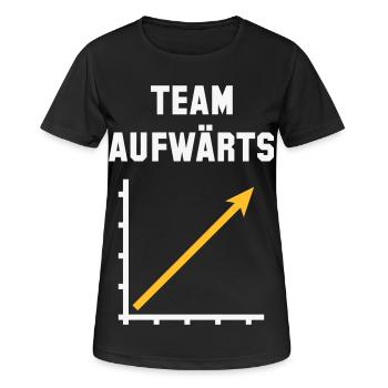 Team Aufwärts (Erfolg / Fortschritt / NEG Gold 2C) - Frauen T-Shirt atmungsaktiv - Schwarz - Vorne - AI Model Female 172 light (172cm)
