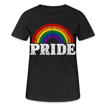 Pride Regenbogen für LGBTQ Fans Retro LQBTQ CSD - Frauen T-Shirt atmungsaktiv - Schwarz - Vorne - AI Model Female 172 light (172cm)
