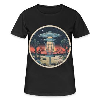 Disques de disc golf UFO Panier désertique vintage rétro - T-shirt respirant Femme - noir - Devant - AI Model Female 172 light (172cm)