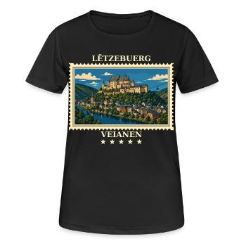 Luxemburg Vianden Vintage Reisemarke - Frauen T-Shirt atmungsaktiv - Schwarz - Vorne - AI Model Female 172 light (172cm)