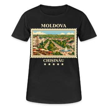 Marque de voyage vintage Vltava Chișinău - T-shirt respirant Femme - noir - Devant - AI Model Female 172 light (172cm)