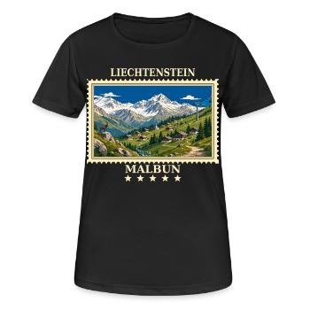 Liechtenstein Malbun Vintage Reisemarke - Frauen T-Shirt atmungsaktiv - Schwarz - Vorne - AI Model Female 172 light (172cm)