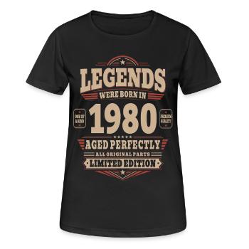 46. Geburtstag Geschenk Mann 1980 Vintage Retro - Frauen T-Shirt atmungsaktiv - Schwarz - Vorne - AI Model Female 172 light (172cm)