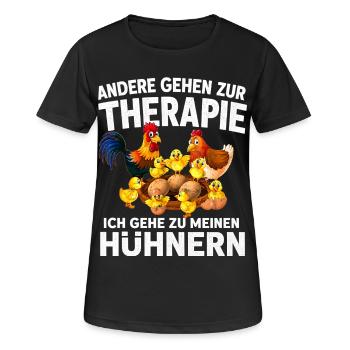 Hühner Therapie Hühnerliebhaber Landleben - Frauen T-Shirt atmungsaktiv - Schwarz - Vorne - AI Model Female 172 light (172cm)