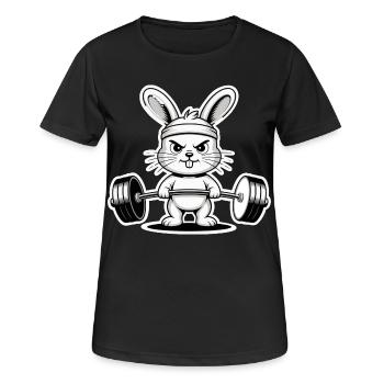 Pumpernickel Kaninchen  - Frauen T-Shirt atmungsaktiv - Schwarz - Vorne - AI Model Female 172 light (172cm)