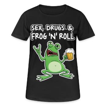 Sex Drugs and Frog N' Roll - Frauen T-Shirt atmungsaktiv - Schwarz - Vorne - AI Model Female 172 light (172cm)