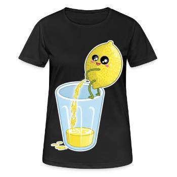 Le citron fait du jus – Dessin animé drôle - T-shirt respirant Femme - noir - Devant - AI Model Female 172 light (172cm)