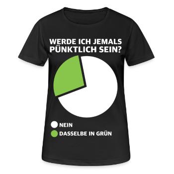 Werde ich pünktlich sein? Diagramm - Frauen T-Shirt atmungsaktiv - Schwarz - Vorne - AI Model Female 172 light (172cm)