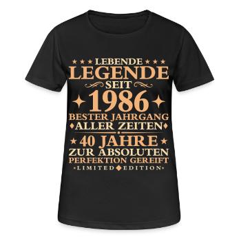 1986 Baujahr Geburtstag Vintage 40 Jahre - Frauen T-Shirt atmungsaktiv - Schwarz - Vorne - AI Model Female 172 light (172cm)
