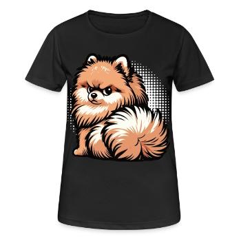 Pomeranian Pomeranian Pomeranian Spitz Dog Miniature Spitz Holder - Women's Breathable T-Shirt - black - Front - AI Model Female 172 light (172cm)