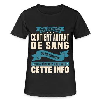 Cadeau humour personnalisé - T-shirt respirant Femme - noir - Devant - AI Model Female 172 light (172cm)