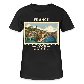 Frankreich Lyon Vintage Reisemarke - Frauen T-Shirt atmungsaktiv - Schwarz - Vorne - AI Model Female 172 light (172cm)