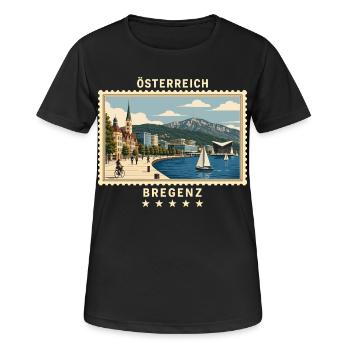 Österreich Bregenz Vintage Reisemarke - Frauen T-Shirt atmungsaktiv - Schwarz - Vorne - AI Model Female 172 light (172cm)