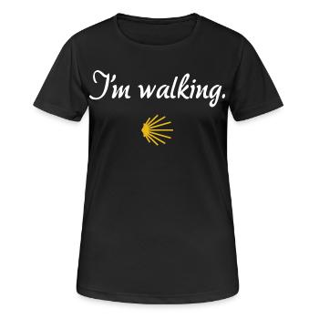 Je marche | Chemin de Saint-Jacques, Pèlerins, Santiago - T-shirt respirant Femme - noir - Devant - AI Model Female 172 light (172cm)