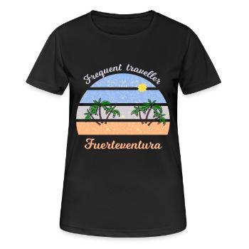 Frequent Traveler Fuerteventura Retro - Frauen T-Shirt atmungsaktiv - Schwarz - Vorne - AI Model Female 172 light (172cm)