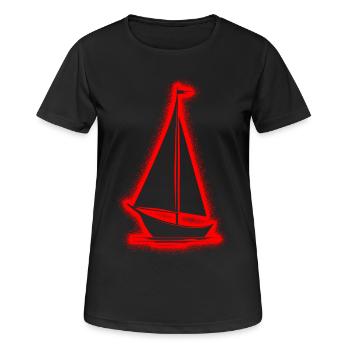 Segelboot Segel Segelschiff Herren Jungen Segeln - Frauen T-Shirt atmungsaktiv - Schwarz - Vorne - AI Model Female 172 light (172cm)