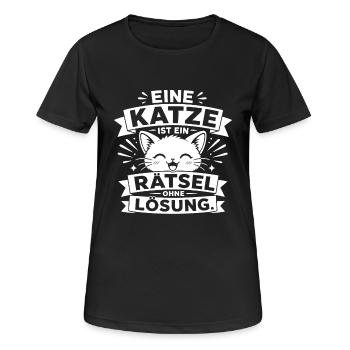 Eine Katze ist ein Rätsel ohne Lösung - Frauen T-Shirt atmungsaktiv - Schwarz - Vorne - AI Model Female 172 light (172cm)