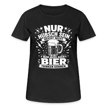 Bier Shirt – Nur hübsch sein reicht nicht - Frauen T-Shirt atmungsaktiv - Schwarz - Vorne - AI Model Female 172 light (172cm)