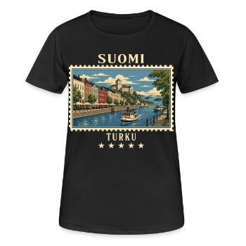 Finnland Turku Vintage Reisemarke - Frauen T-Shirt atmungsaktiv - Schwarz - Vorne - AI Model Female 172 light (172cm)