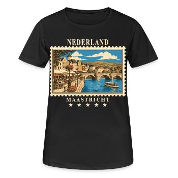 Niederlande Maastricht Vintage Reisemarke - Frauen T-Shirt atmungsaktiv - Schwarz - Vorne - AI Model Female 172 light (172cm)