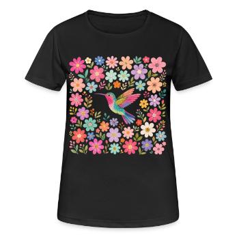 Hummingbird Flowers Bird Watcher - Women's Breathable T-Shirt - black - Front - AI Model Female 172 light (172cm)