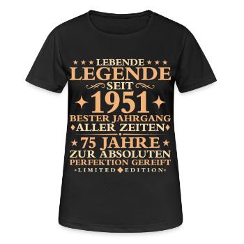 1951 Baujahr Geburtstag Vintage 75 Jahre - Frauen T-Shirt atmungsaktiv - Schwarz - Vorne - AI Model Female 172 light (172cm)