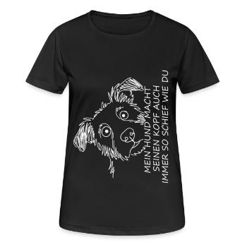 Hundeporträt mit lustigem Spruch - Frauen T-Shirt atmungsaktiv - Schwarz - Vorne - AI Model Female 172 light (172cm)