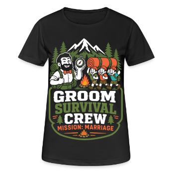 Groom Survival Crew – Mission Hochzeit - Frauen T-Shirt atmungsaktiv - Schwarz - Vorne - AI Model Female 172 light (172cm)
