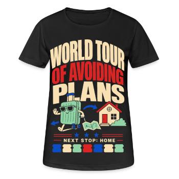 Tournée mondiale sans plans – Prochaine étape : maison - T-shirt respirant Femme - noir - Devant - AI Model Female 172 light (172cm)
