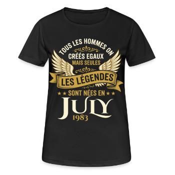 Légende Née En Juillet 1983 Anniversaire - T-shirt respirant Femme - noir - Devant - AI Model Female 172 light (172cm)