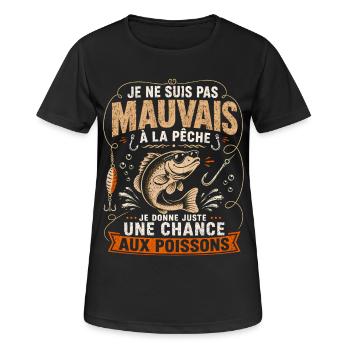 Pêche Humour Poisson Malicieux Cadeau Pêcheur - T-shirt respirant Femme - noir - Devant - AI Model Female 172 light (172cm)