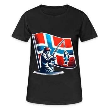 Norwegen Angler Motiv - Frauen T-Shirt atmungsaktiv - Schwarz - Vorne - AI Model Female 172 light (172cm)