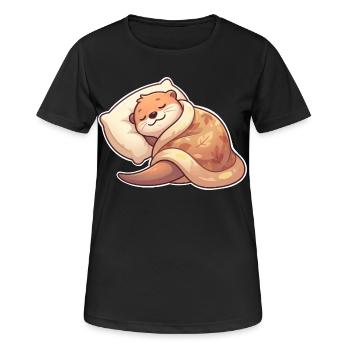 Schlafender Otter - Frauen T-Shirt atmungsaktiv - Schwarz - Vorne - AI Model Female 172 light (172cm)