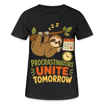 Procrastinators Unite Tomorrow - Women's Breathable T-Shirt - black - Front - AI Model Female 172 light (172cm)