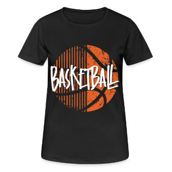 Basketball - Frauen T-Shirt atmungsaktiv - Schwarz - Vorne - AI Model Female 172 light (172cm)