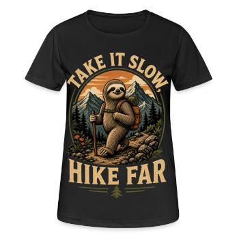 Take It Slow Hike Far Faultier - Frauen T-Shirt atmungsaktiv - Schwarz - Vorne - AI Model Female 172 light (172cm)