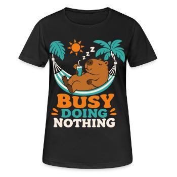 Busy Doing Nothing Capybara - Frauen T-Shirt atmungsaktiv - Schwarz - Vorne - AI Model Female 172 light (172cm)