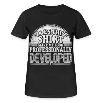 Entwickler Humor - Frauen T-Shirt atmungsaktiv - Schwarz - Vorne - AI Model Female 172 light (172cm)