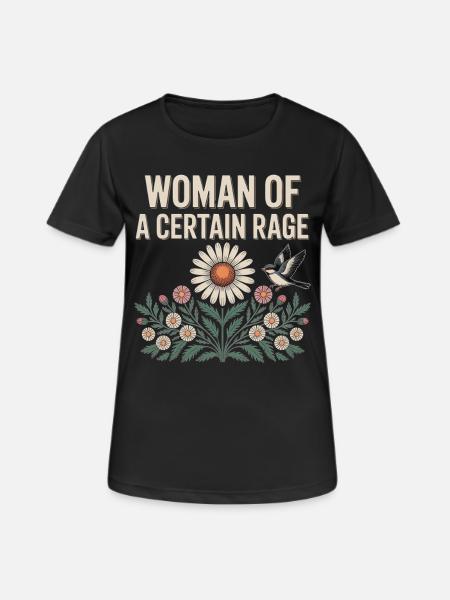 Woman Of A Certain Rage Blumen Vogel Shirt Sticker - Dame T-shirt svedtransporterende - sort