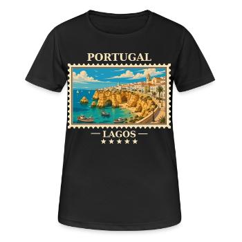 Portugal Lagos Vintage Reisemarke - Frauen T-Shirt atmungsaktiv - Schwarz - Vorne - AI Model Female 172 light (172cm)